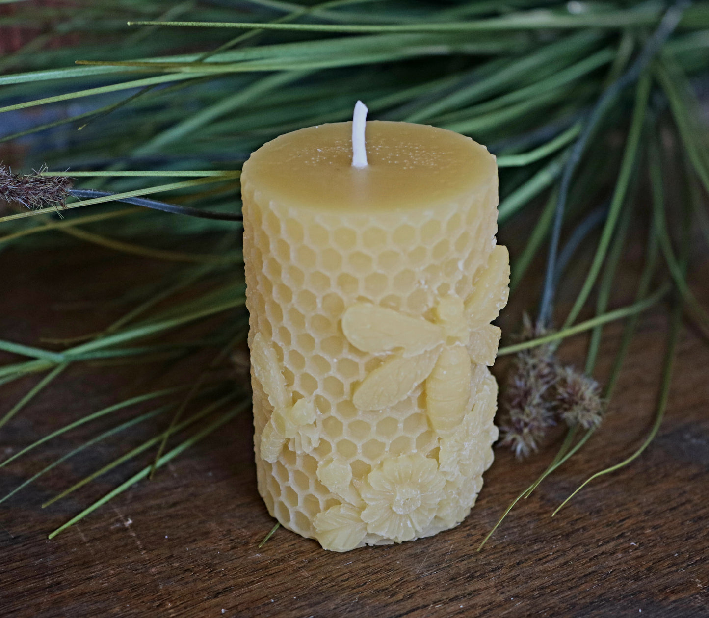 Small Honeycomb Beeswax Candle