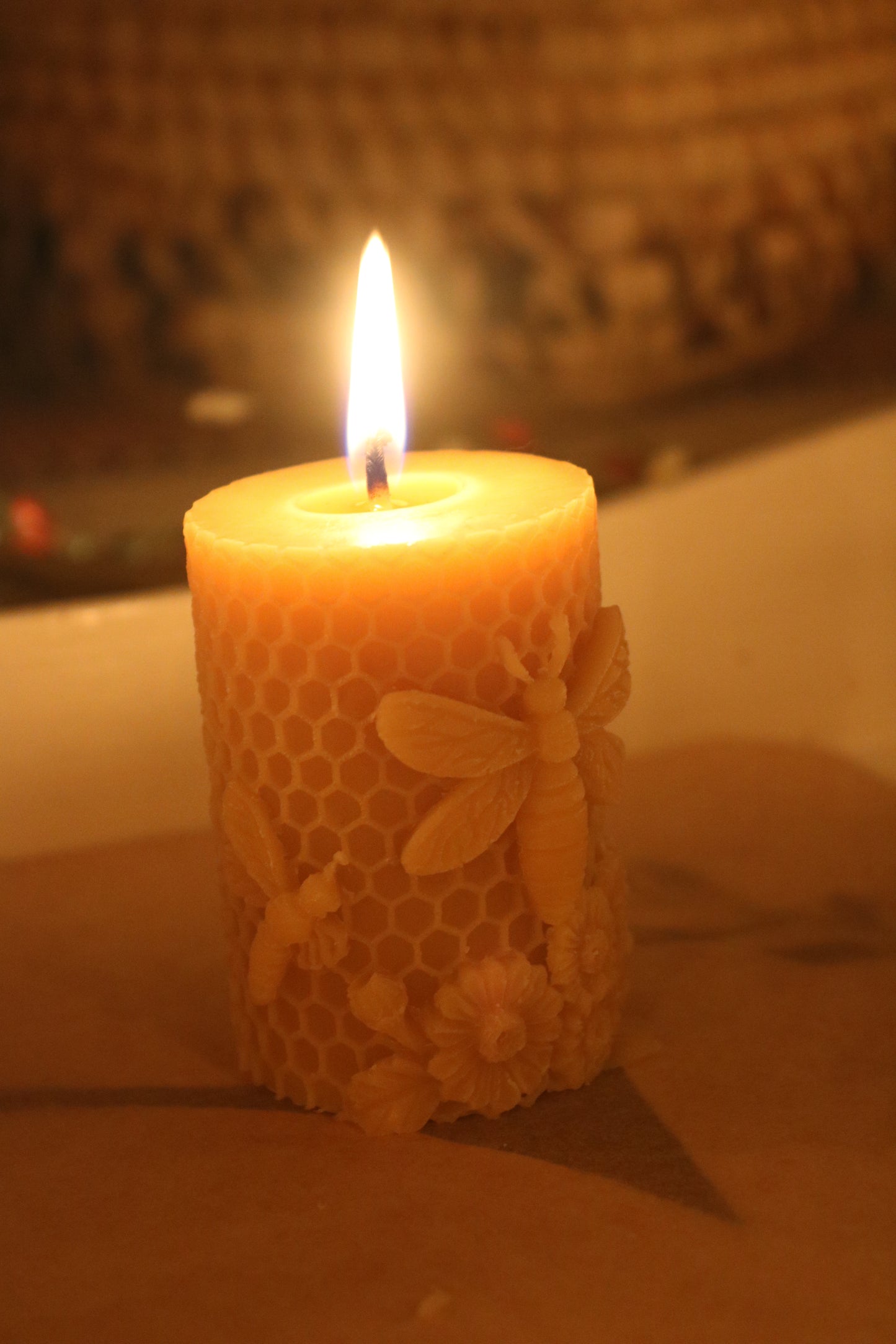 Small Honeycomb Beeswax Candle
